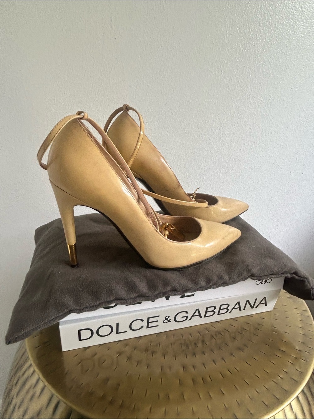 Tom Ford Beige Pointed-Toe Ankle-Strap Stiletto Heels